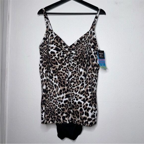 SWIM SOLUTIONS Plus Size Knotted Flyaway Fauxkini One-Piece Swimsuit Size 20W - Picture 4 of 12